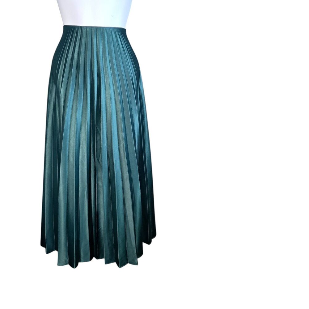 Zara Pleated Midi Skirt Small Green - Picture 2 of 4